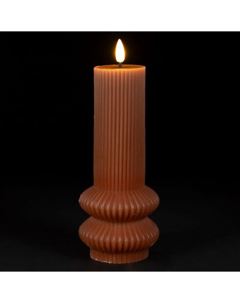 Bougie LED Pilier Terracotta Paraffine - D7.5Xh21Cm