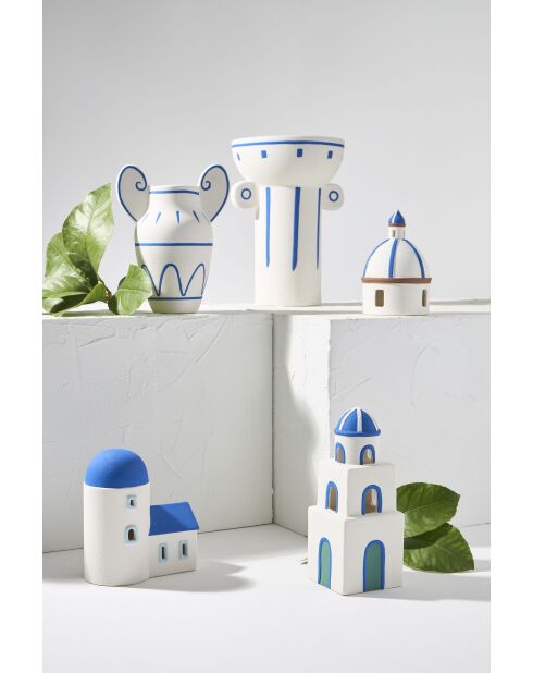 Vaso in porcellana Greeka bianco/blu - D17,5xH25cm