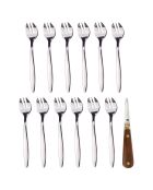 Set à huîtres Lancette 13 pièces 1 couteau et 12 fourchettes