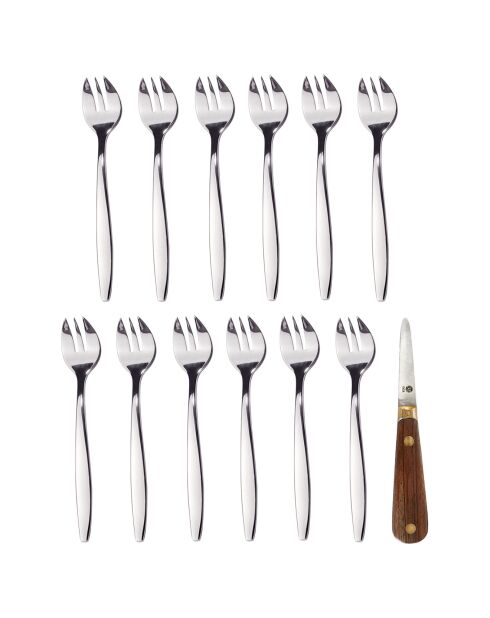 Set à huîtres Lancette 13 pièces 1 couteau et 12 fourchettes