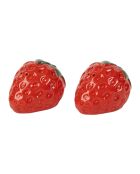 Salière & Poivrière Fraise Plat Medi Rouge - H5Cm