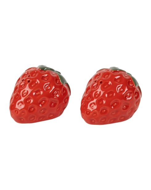 Salière & Poivrière Fraise Plat Medi Rouge - H5Cm