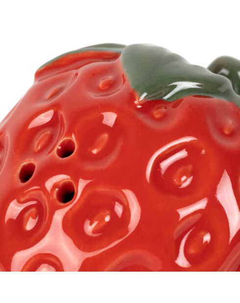 Salière & Poivrière Fraise Plat Medi Rouge - H5Cm