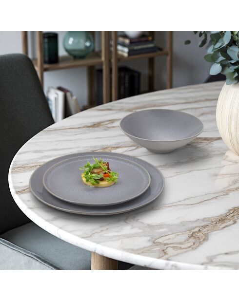 18-delige Yumi grijze aardewerkset