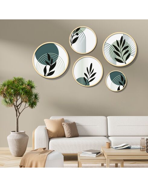 Set di 5 quadri incorniciati multicolori