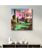 Pittura decorativa su vetro temperato multicolore 50 x 50 cm