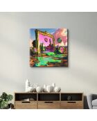 Pittura decorativa su vetro temperato multicolore 50 x 50 cm