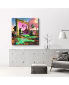 Pittura decorativa su vetro temperato multicolore 50 x 50 cm