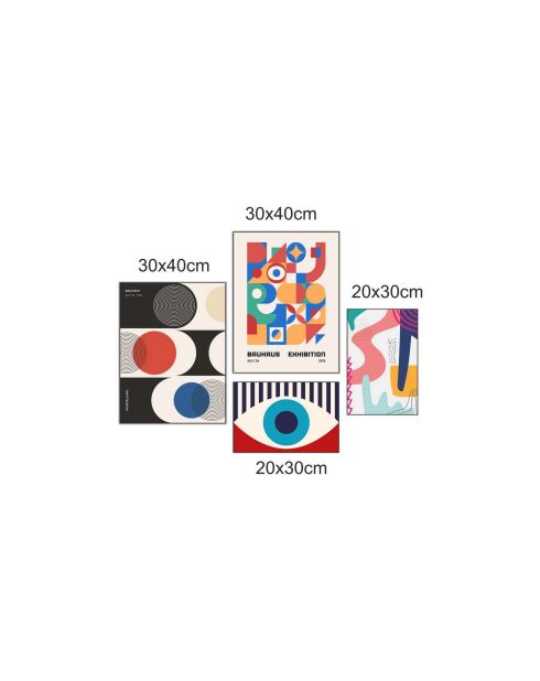 Pannello decorativo in MDF (4 pezzi), multicolore, 62 x 85 cm