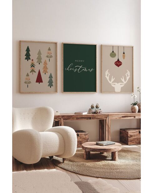 Tableau décoratif encadré (3 pièces) multicolore 33 x 48 cm