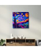 Decoratieve verf op meerkleurig gehard glas 50 x 50 cm