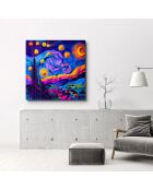 Decoratieve verf op meerkleurig gehard glas 50 x 50 cm