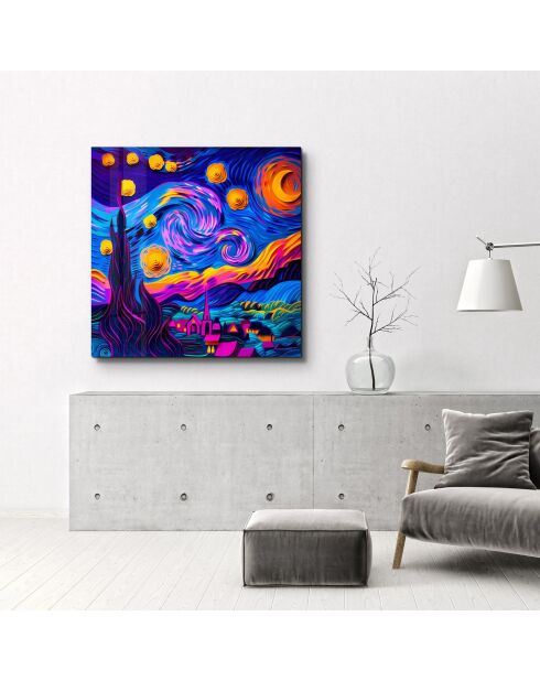 Decoratieve verf op meerkleurig gehard glas 50 x 50 cm