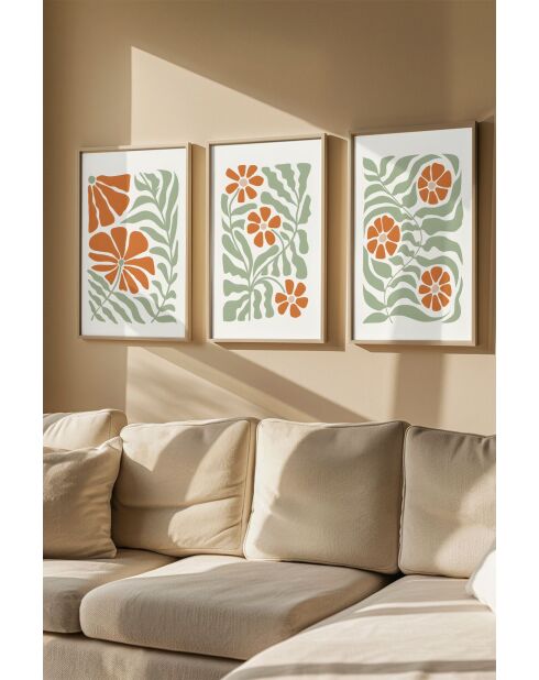 Ingelijste decoratieve foto (3 stuks) veelkleurig 33 x 48 cm