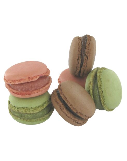 Verschiedene Erdbeer-, Schokoladen- und Pistazien-Macarons - 72 g