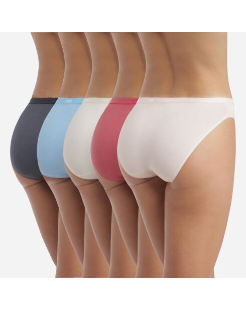 5 Culottes Les Pockets Ecodim Coton bleu/beige/rose