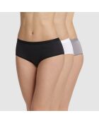 3 Shorties Coton Ecodim noir/blanc/gris