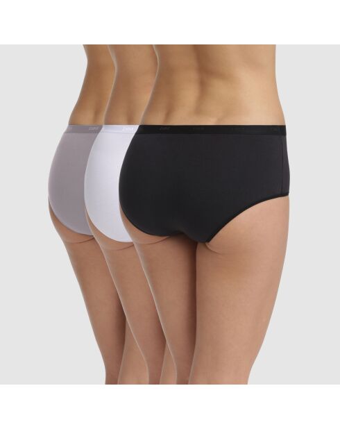 3 Shorties Coton Ecodim noir/blanc/gris