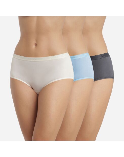 3 Boxers Les Pockets Ecodim Coton beige/beu/gris