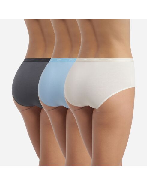 3 Boxers Les Pockets Ecodim Coton beige/beu/gris
