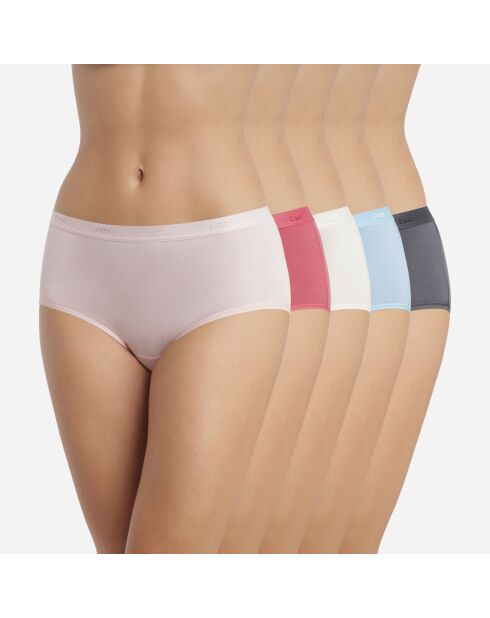 5 Boxers Les Pockets Ecodim Coton bleu/beige/rose