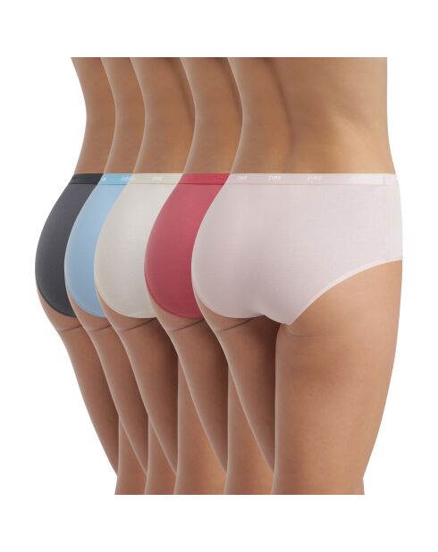 5 Boxers Les Pockets Ecodim Coton bleu/beige/rose