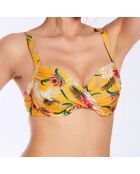 Haut de maillot de bain Saskia imprimé jaune curry/multicolore