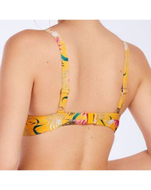 Haut de maillot de bain Saskia imprimé jaune curry/multicolore