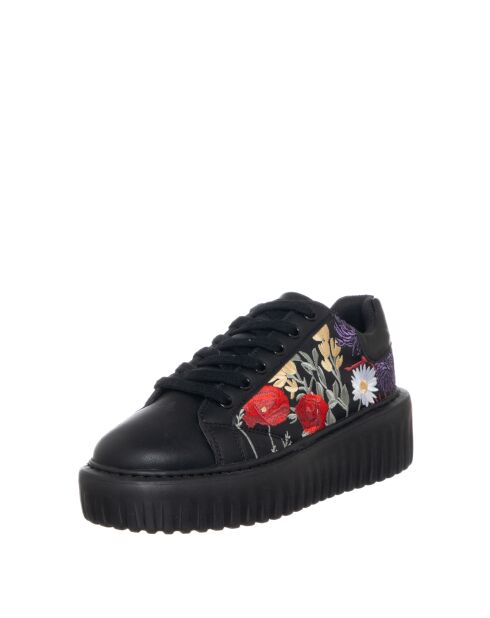 Baskets B115 Fleuri noires