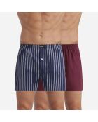 2 Boxers Coton Stretch marine/bordeaux