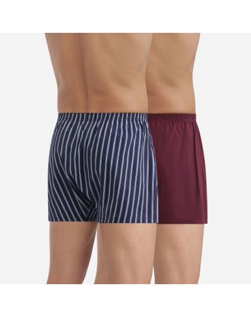 2 Boxers Coton Stretch marine/bordeaux