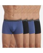 4 Boxers Ecodim Coton noir/bleu