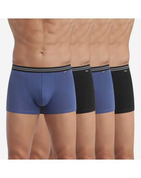 4 Boxers Ecodim Coton noir/bleu