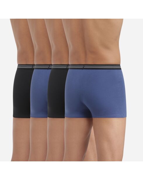 4 Boxers Ecodim Coton noir/bleu