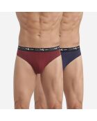 2 Slips Coton Stretch marine/bordeaux