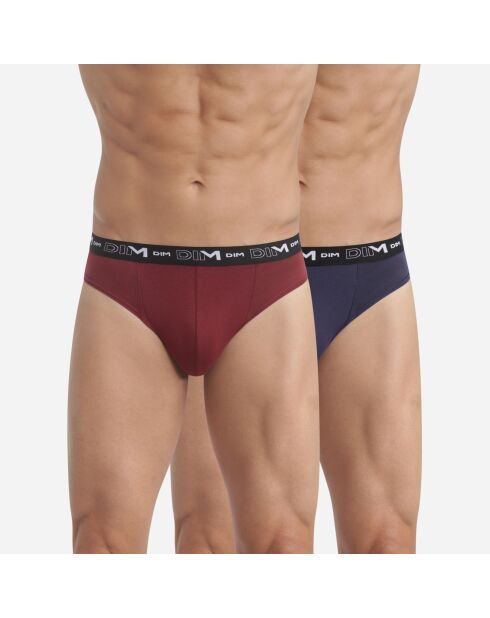 2 Slips Coton Stretch marine/bordeaux