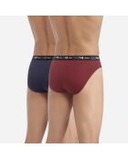 2 Slips Coton Stretch marine/bordeaux