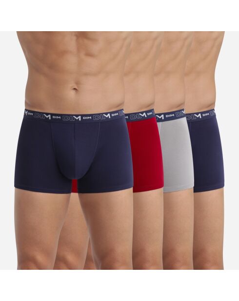 4 Boxers Coton Stretch multicolores
