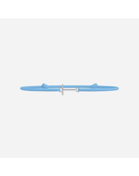Bracelet lettre T Enfant Plaqué Argent Bleu ciel