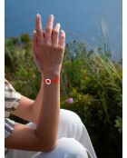 Fluo-oranje armband met verzilverde gesp