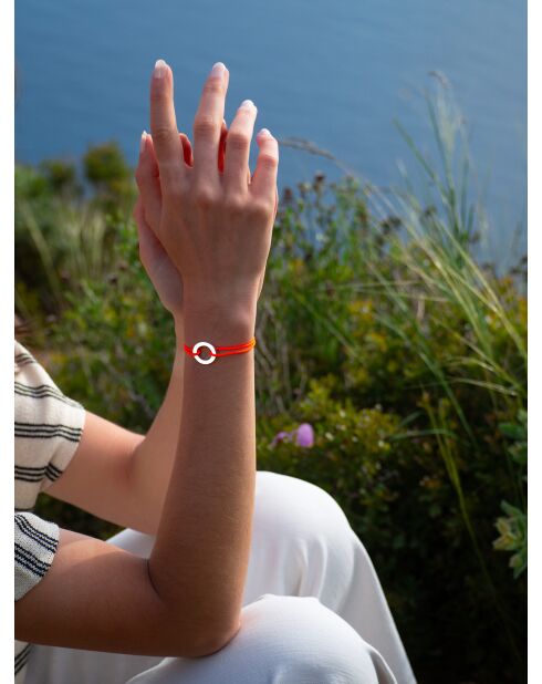 Fluo-oranje armband met verzilverde gesp