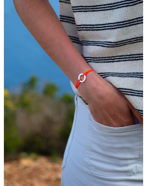 Fluo-oranje armband met verzilverde gesp