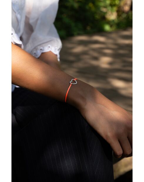 Orangefarbenes versilbertes leeres Herzarmband