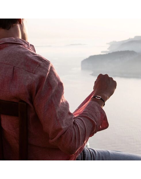 Verzilverde Bomb Link armband Marineblauw gespikkeld blauw wit rood