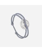 Rose Des Vents armband verzilverd wit/marineblauw