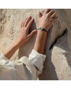 Rose Des Vents armband verzilverd wit/marineblauw