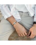 Khakifarbenes, versilbertes Windrosenarmband