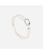 Piran Union 22mm armband verzilverd beige en wit