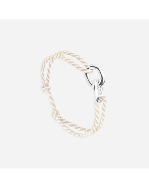 Piran Union 22mm armband verzilverd beige en wit