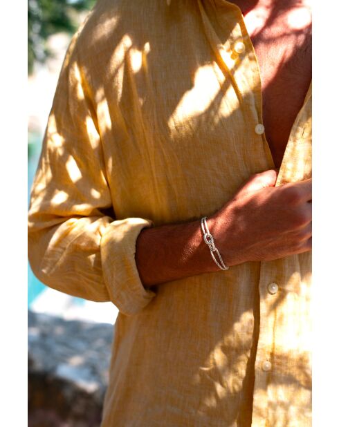 Piran Union 22mm armband verzilverd beige en wit